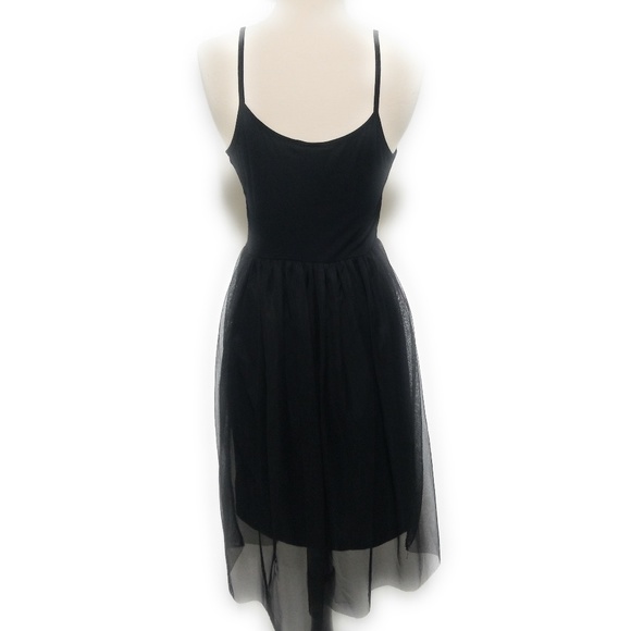 Topshop Simple Black Tulle Overlay Womens Slip Dress Size 6 - Picture 6 of 12